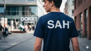 SAH merchandise-kollektion præsenteret på model
